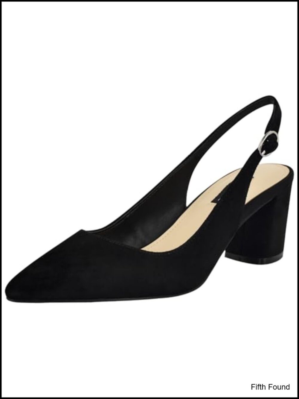 Nine West Kamsee Suede Slingback Block Heel Pointy Toe Pumps